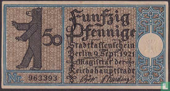 Berlin, Stadt 50 Pfennige 1921 (Bezirk 1) - Image 1