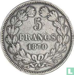 Frankrijk 5 francs 1870 (K - ster - A. E. OUDINE. F.) - Afbeelding 1