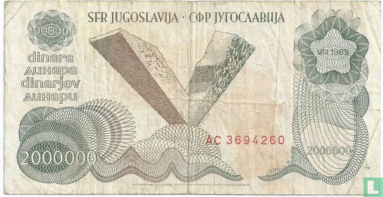 Yougoslavie 2 Millions Dinara 1989 - Image 2