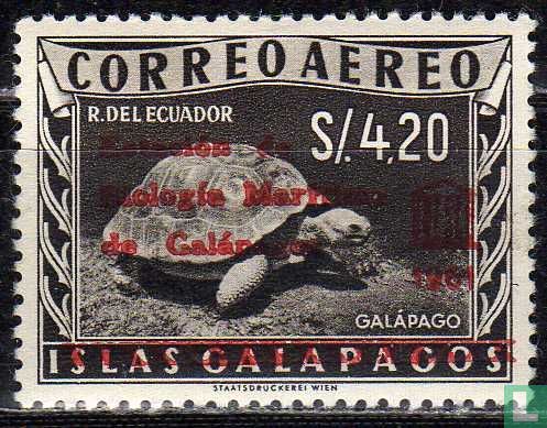 Zegels van Galapagos met opdruk