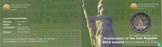 Irlande 2 euro 2016 (folder) "100th anniversary of the Proclamation of the Irish Republic" - Image 1
