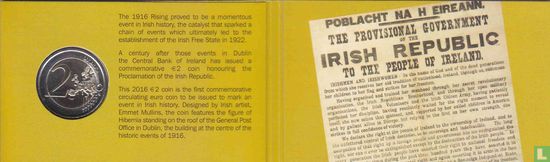 Irlande 2 euro 2016 (folder) "100th anniversary of the Proclamation of the Irish Republic" - Image 2