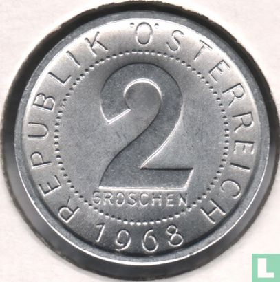 Oostenrijk 2 groschen 1968 - Afbeelding 1