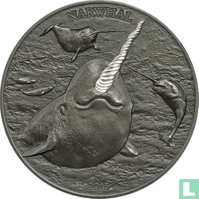 Îles Cook 5 dollars 2015 "Narwhal" - Image 1