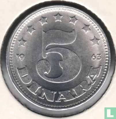 Joegoslavië 5 dinara 1963 - Afbeelding 1