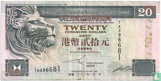 Hong Kong 20 Dollar 2002 - Bild 1