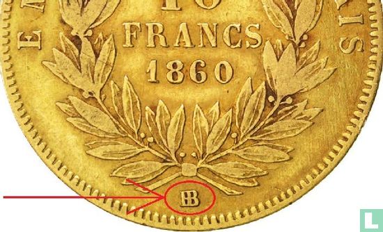 Frankrijk 10 francs 1860 (BB) - Afbeelding 3