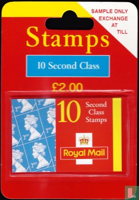 W.H. Smith 10 Second Class Briefmarken Sample Blase Packs 