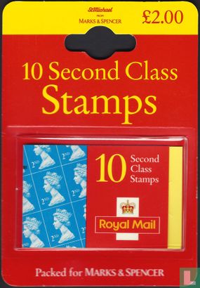 Marks & Spencer 10 Second Class Briefmarken Blase Packs - Bild 1