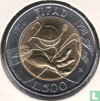 Italië 500 lire 1998 "20th anniversary International Fund for Agricultural Development" - Afbeelding 1