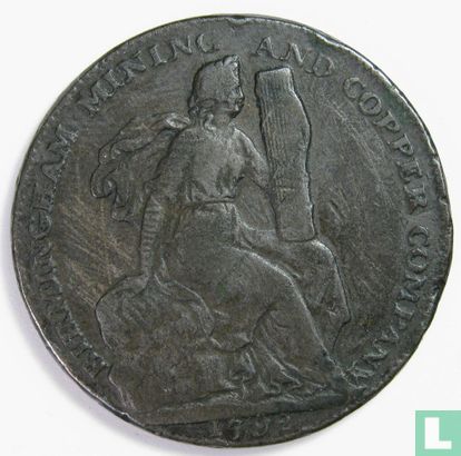UK  Birmingham Mining & Copper Co. Half-Penny  1792 - Afbeelding 1