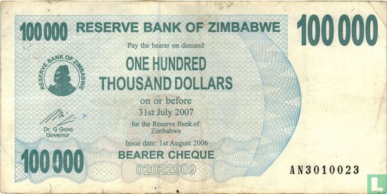 Zimbabwe 100.000 Dollars 2006 (P48b) - Afbeelding 1