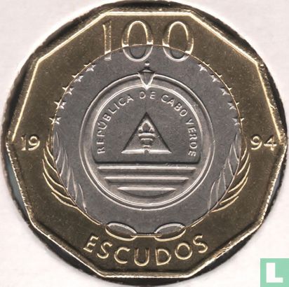 Kaapverdië 100 escudos 1994 (messing ring) "Raso lark" - Afbeelding 1