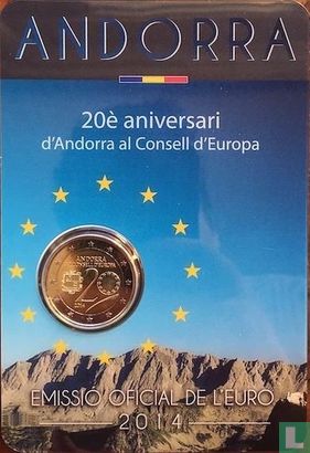 Andorre 2 euro 2014 (coincard - Govern d'Andorra) "20th anniversary Entry of the Principality of Andorra to the Council of Europe" - Image 1