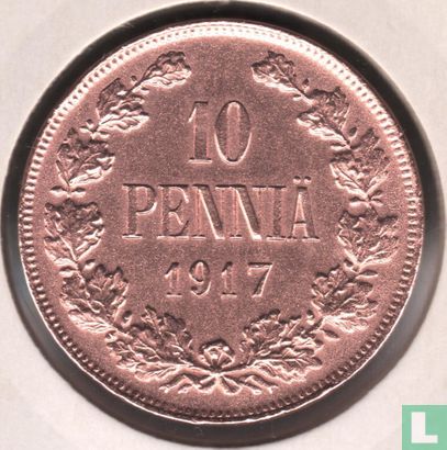 Finlande 10 penniä 1917 (guerre civile) - Image 1