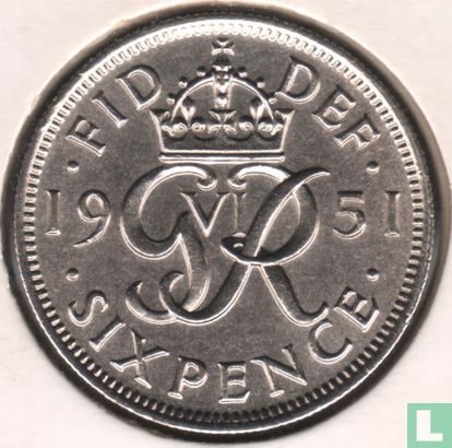 Verenigd Koninkrijk 6 pence 1951 - Afbeelding 1