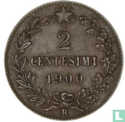 Italië 2 centesimi 1900 (recht centraal geplaatste laatste 0) - Afbeelding 1