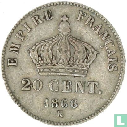 Frankrijk 20 centimes 1866 (K) - Afbeelding 1