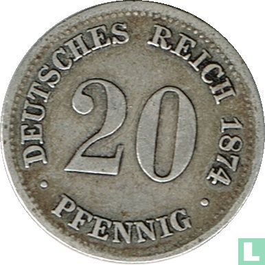 Empire allemand 20 pfennig 1874 (F) - Image 1