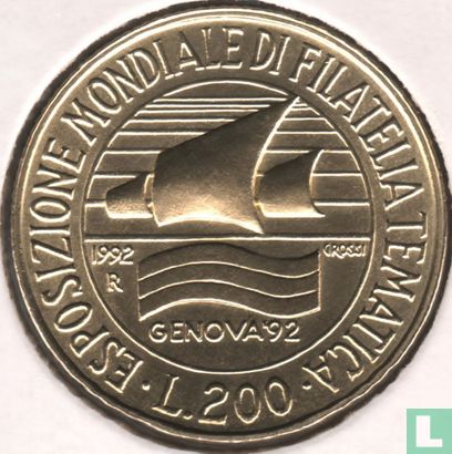 Italy 200 lire 1992 "World thematic philatelic exhibition of Genoa" - Image 1