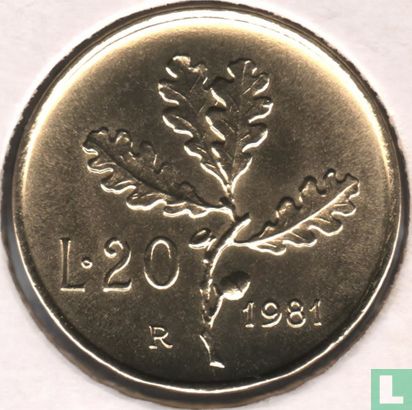 Italy 20 lire 1981 - Image 1