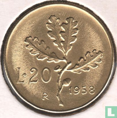 Italy 20 lire 1958 - Image 1