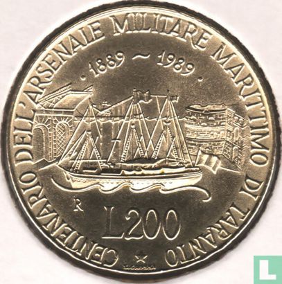 Italië 200 lire 1989 "Centenary Taranto maritime arsenal" - Afbeelding 1