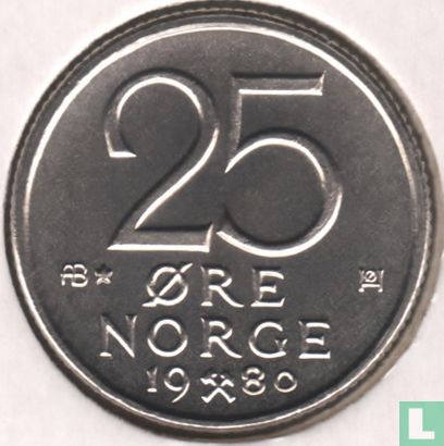Norvège 25 øre 1980 (avec étoile) - Image 1