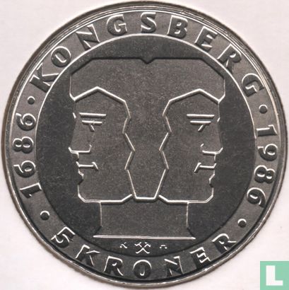 Noorwegen 5 kroner 1986 "300th anniversary of the Mint" - Afbeelding 1