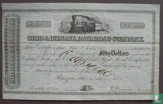 Ohio & Indiana Railroad Company 1853