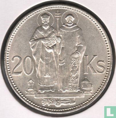 Slowakije 20 korun 1941 (type 1) "St. Cyril and St. Methodius" - Afbeelding 2