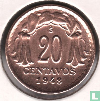 Chili 20 centavos 1948 - Image 1