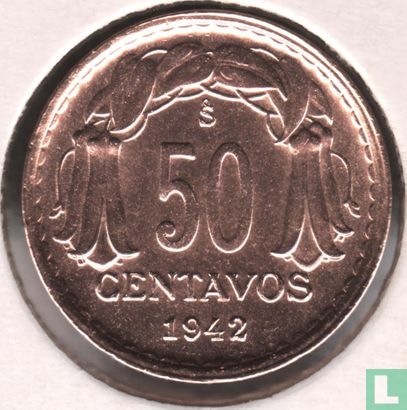 Chili 50 centavos 1942 - Afbeelding 1