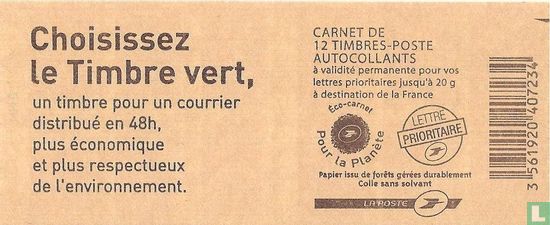 Carnet Marianne publicité lettre verte - Image 1