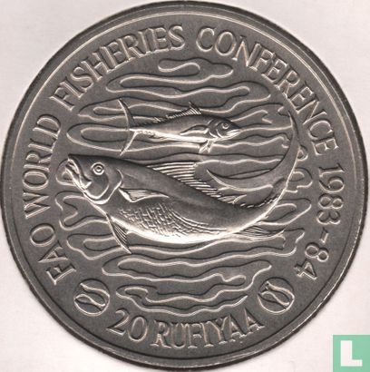 Maldives 20 rufiyaa 1984 (AH1404) "FAO - World fisheries conference" - Image 2