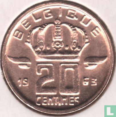 Belgique 20 centimes 1963 - Image 1
