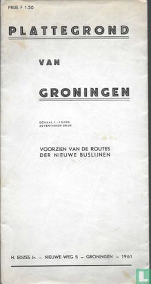 Plattegrond van Groningen, voorzien van de routes der nieuwe buslijnen