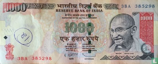 India 1000 Rupees 2009 - Afbeelding 1