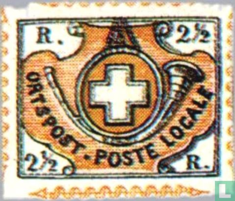 Posthorn und Wappen