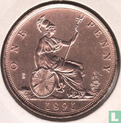Verenigd Koninkrijk 1 penny 1891 - Afbeelding 1