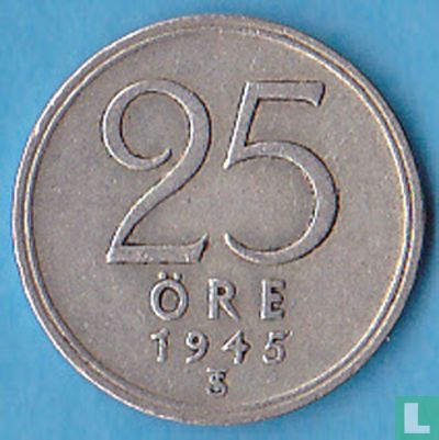 Sweden 25 öre 1945 (MM without hooks) - Image 1