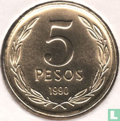 Chile 5 pesos 1990 (type 1) - Image 1