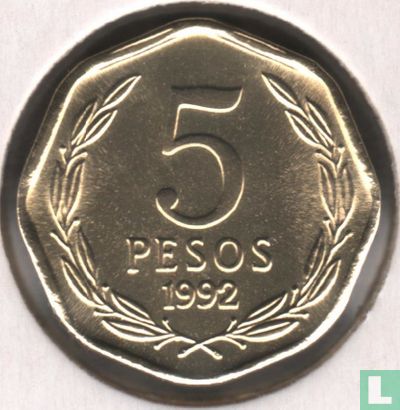 Chile 5 pesos 1992 (type 2) - Image 1