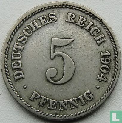 Duitse Rijk 5 pfennig 1904 (E) - Afbeelding 1