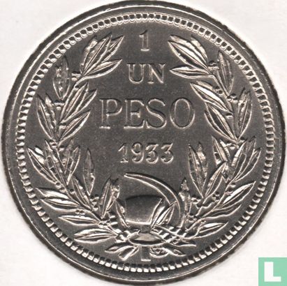 Chili 1 peso 1933 - Afbeelding 1