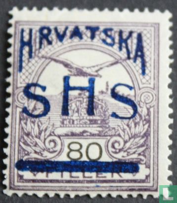 Hungarian stamp with overprintoverprinted