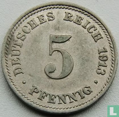 Duitse Rijk 5 pfennig 1913 (D) - Afbeelding 1