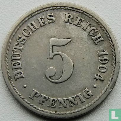 Duitse Rijk 5 pfennig 1904 (F) - Afbeelding 1