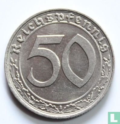 Empire allemand 50 reichspfennig 1938 (avec croix gammée - E) - Image 2