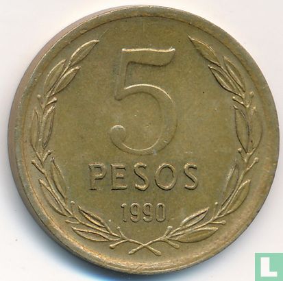 Chile 5 pesos 1990 (type 2) - Image 1